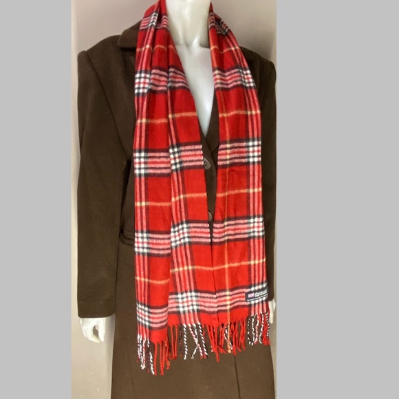 Cashmere Collection Red 100% Acrylic Plaid Scarf - Picture 1 of 3